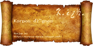 Korpos Ágnes névjegykártya
